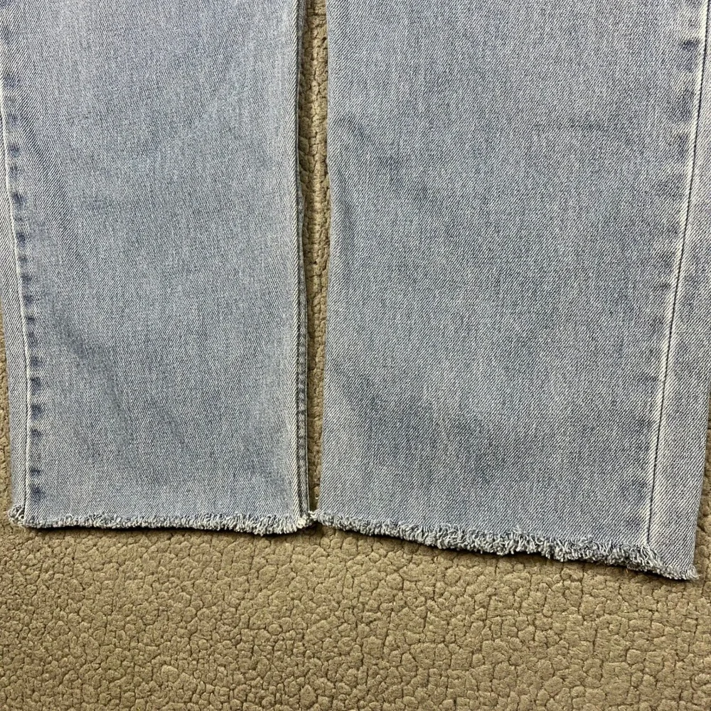 Levis 505 Regular‎ Fit Jeans Mens 38x34 Light Wash Blue Denim Cut Off Frayed Hem